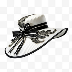白色黑贴花丝带帽子AI免扣3d装饰