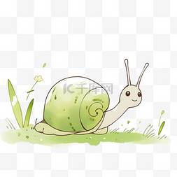 爬行的蜗牛图片_花丛中蜗牛卡通手绘元素