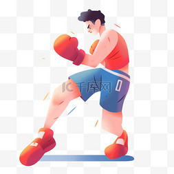 男生卡通拳击运动图片_手绘卡通亚运会运动人物一位男子