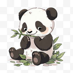 吃竹子熊猫卡通手绘元素
