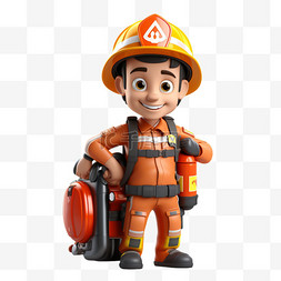 3D人物卡通立体写实消防员职业