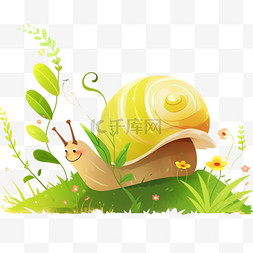 爬行的蜗牛图片_可爱小蜗牛手绘元素