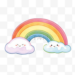 彩虹卡通手绘元素云朵