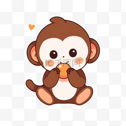 猴子吃桃子图片_可爱的猴子手绘元素卡通