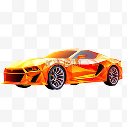 跑车装饰图片_汽车跑车橘色亮眼AI立体素材元素
