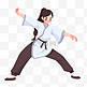 扁平卡通亚运会运动人物一女孩表演武术