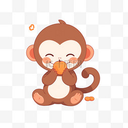 猴子吃图片_手绘可爱的猴子卡通元素