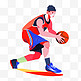 扁平卡通亚运会运动人物男子正在打篮球