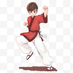 中华武术艺术字图片_扁平卡通亚运会运动人物一个男子