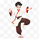 扁平卡通亚运会运动人物一男子在表演武术