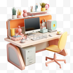 书桌学习图片_家具清新书桌学习配色3D美观立体