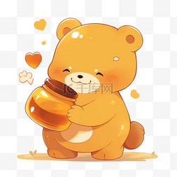 可爱手绘卡通熊图片_小熊吃蜂蜜元素卡通