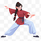 扁平卡通亚运会运动人物少女表演武术