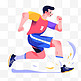 扁平卡通亚运会运动人物一个少年正在短跑