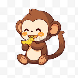 香蕉和雪梨图片_卡通手绘猴子吃香蕉元素