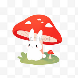 卡通蘑菇背景图片_小兔子蘑菇卡通手绘元素