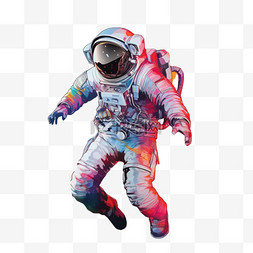 宇航员彩色反光AI元素立体免扣图