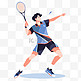 扁平卡通亚运会运动人物一位男子在打羽毛球