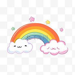 彩虹纯色背景图片_卡通手绘彩虹元素云朵