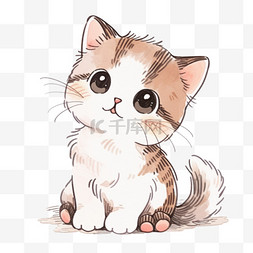 卡通可爱的小猫图片_可爱的小猫卡通手绘元素