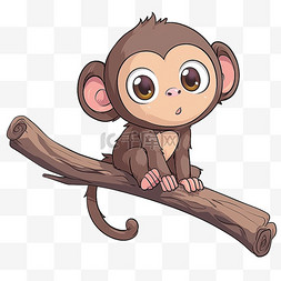 猴子摇尾巴图片_树枝上猴子玩耍卡通元素
