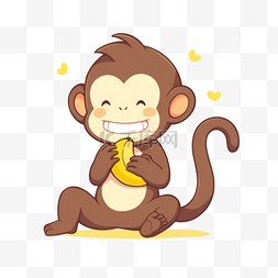 猴子摇尾巴图片_卡通吃香蕉的猴子手绘元素