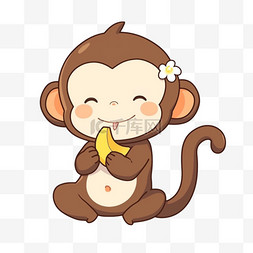 手绘猴子图片_吃香蕉的猴子卡通手绘元素