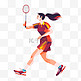 扁平卡通亚运会运动人物女子打羽毛球