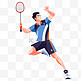 扁平卡通亚运会运动人物一位少年打羽毛球