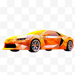 跑车装饰图片_跑车橙色几何AI元素立体免扣图案