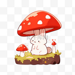 一只小兔子图片_可爱小兔子卡通蘑菇元素