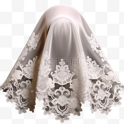 婚礼大理石背景图片_白色蕾丝头纱AI立体免扣图案素材