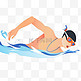扁平卡通亚运会运动人物游泳比赛