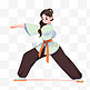 扁平卡通亚运会运动人物一女孩正表演武术