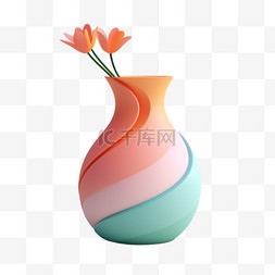 3d花瓶图片_鲜花花瓶家具家电清新配色3D美观