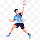 扁平卡通亚运会运动人物一个男子在打羽毛球