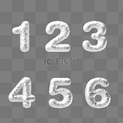 气球立体数字1图片_3d膨胀1-6数字