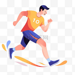 运动马拉松图片_扁平卡通亚运会运动人物少年短跑