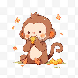 开心的猴子图片_手绘元素可爱的猴子卡通