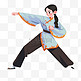 扁平卡通亚运会运动人物一个女孩正表演武术