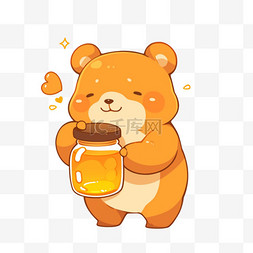 可爱小熊吃蜂蜜手绘卡通元素
