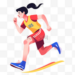 扁平卡通亚运会运动人物女孩短跑