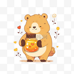 手绘可爱小熊吃蜂蜜卡通元素