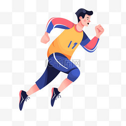 长跑图片图片_扁平卡通亚运会运动人物男子短跑