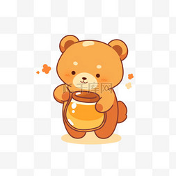 卡通可爱小熊吃蜂蜜手绘元素