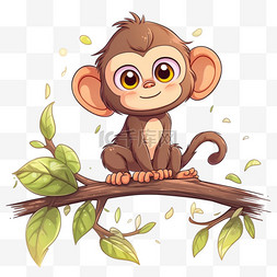 猴子粉桃图片_树枝上猴子玩耍元素