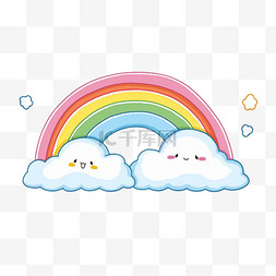 云朵彩虹手绘元素卡通