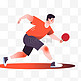 扁平卡通亚运会运动人物一个男子正打乒乓球