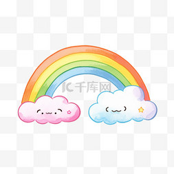 纯色彩虹图片_卡通彩虹手绘云朵元素