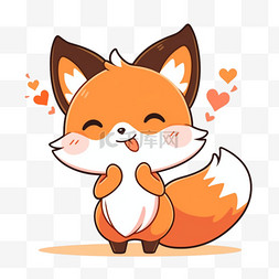 可爱小狐狸素材图片_手绘幸福小狐狸卡通开心元素